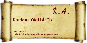 Karkus Abdiás névjegykártya